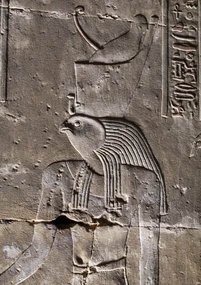 Horus con la corona danneggiata, Tempio di Horus a Edfu da Egyptian Egyptian