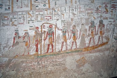 Tomba di Ramses IX, Geroglifico del Dio Ra sulla barca, Luxor da Egyptian Egyptian