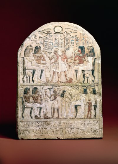 Stele funeraria, 156 a.C. (calcare dipinto) da Egyptian Ptolemaic Period