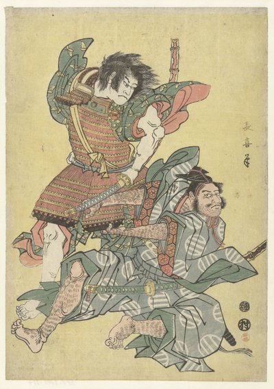 Asahina no Saburo in combattimento con Soga no Goro da Eishōsai Chōki