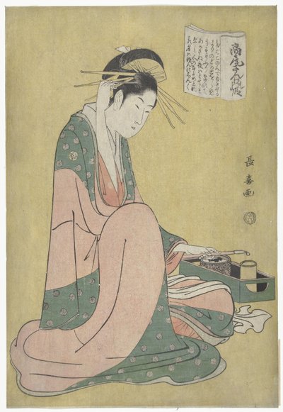 Cortigiana con attrezzi per fumare da Eishōsai Chōki