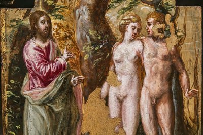 Altare portatile retro: Adamo ed Eva di fronte al Padre Eterno (dettaglio) da El Greco