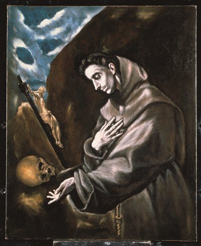 San Francesco in piedi in meditazione (olio su tela) da El (1541-1614) Greco