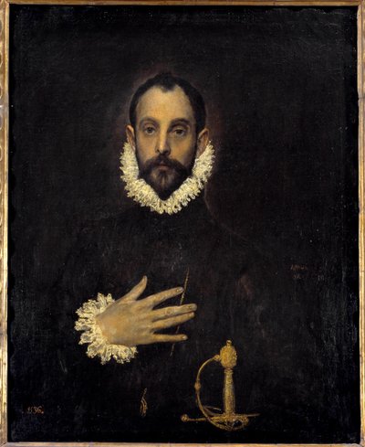 Ritratto di un gentiluomo con una mano sul petto da El Greco