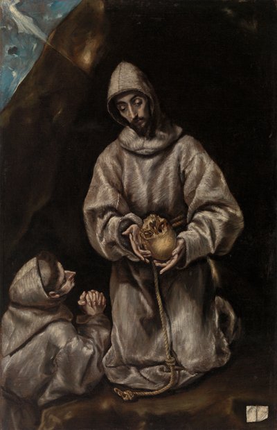 San Francesco e Frate Leone meditano sulla morte da El Greco (Domenikos Theotokopoulos)