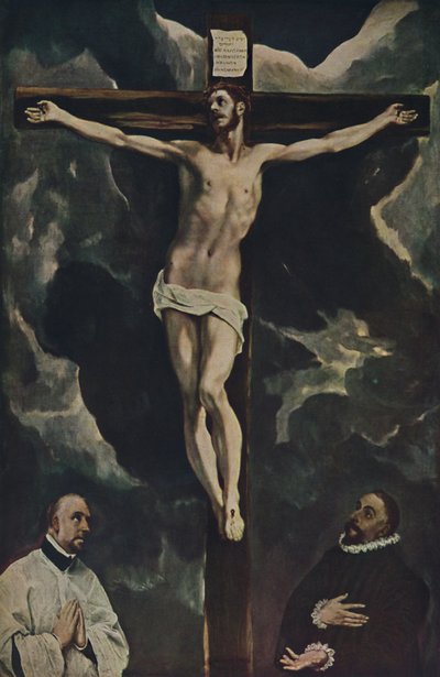 Cristo sulla croce adorato dai donatori, c1590 da El Greco
