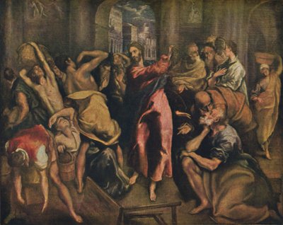 Die Tempelreinigung, Cristo purifica il tempio, c. 1570, 1938 da El Greco