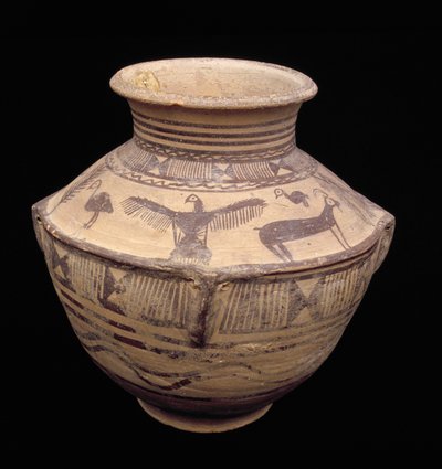 Vaso che raffigura un uccello rapace ad ali aperte e altri animali, ceramica Fasa, c.2000 a.C. da Elamite