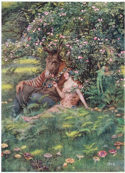 Bottom e Titania: "Vieni siediti su questo letto fiorito" da Eleanor Fortescue Brickdale