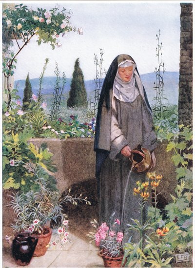 Santa Chiara nel giardino del monastero che ha fondato da Eleanor Fortescue Brickdale