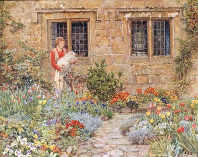 Madre e bambino in un giardino fiorito da Eleanor Fortescue Brickdale