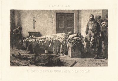 Il corpo di Luciano Manara visitato dai soldati da Eleuterio Pagliano
