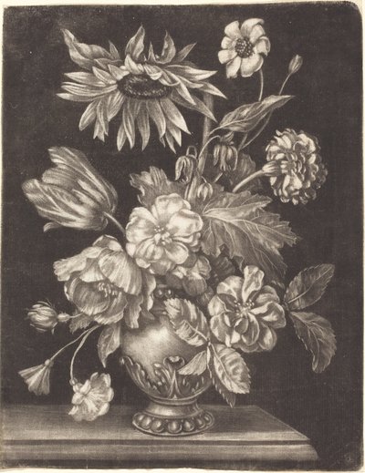 Natura morta floreale con un girasole da Elias Christoph Heiss