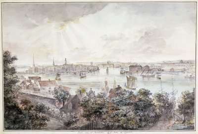 Una vista di Stoccolma da Soder con il Palazzo Reale, Storkyrkan, Riddarholmskykan e Tskakykan da Elias Martin