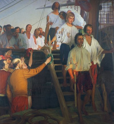 Juan Sebastian Elcano e il suo equipaggio da Elias Salaverria Inchaurrandieta