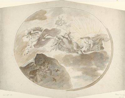 Progetto per un affresco sul soffitto con Aurora che scaccia la Notte da Elias van Nijmegen (possibly)