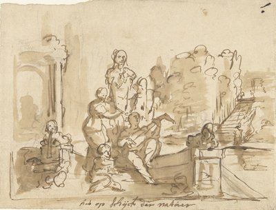 Allegoria con figure che suonano in un giardino da Elias van Nijmegen