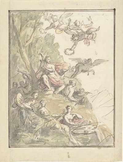 Apollo e le muse sul Parnaso da Elias van Nijmegen