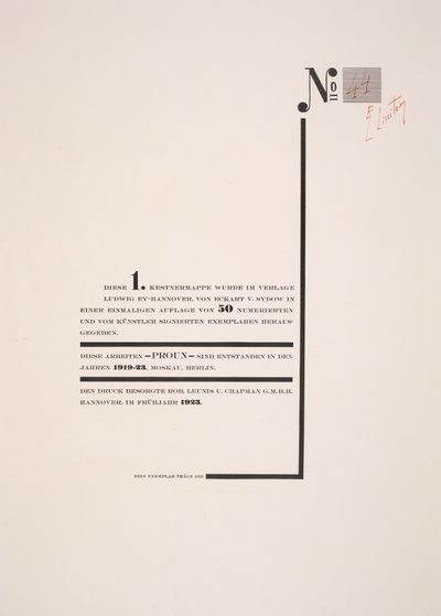 Pagina del titolo da Eliezer Markowich Lissitzky