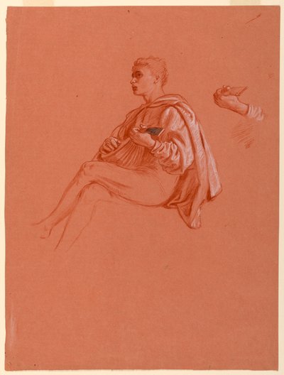 Disegno, ragazzo che suona un liuto, 1871-72 da Elihu Vedder
