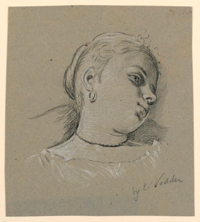 Disegno, Testa di ragazza italiana, 1885 ca. da Elihu Vedder