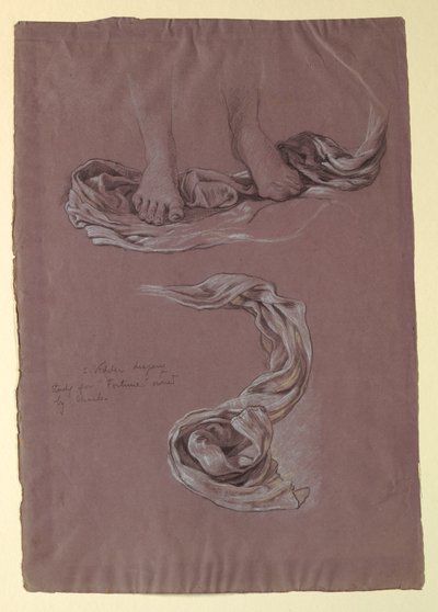 Disegno, studio del panneggio "Fortuna", 1877 ca. da Elihu Vedder