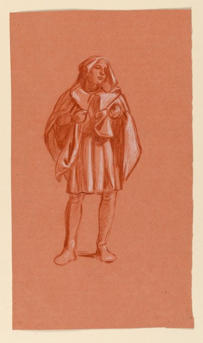 Disegno, Studio di una figura in costume con cappuccio, 1885 ca. da Elihu Vedder