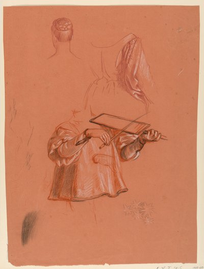 Disegno, studi di figura e di panneggio, 1885 ca. da Elihu Vedder