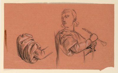Disegno, dettagli di uno studio di figura, 1885 ca. da Elihu Vedder