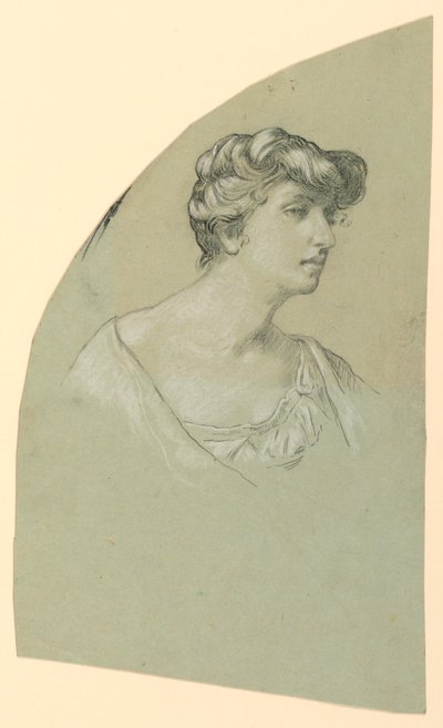 Schizzo di ritratto di una giovane donna da Elihu Vedder