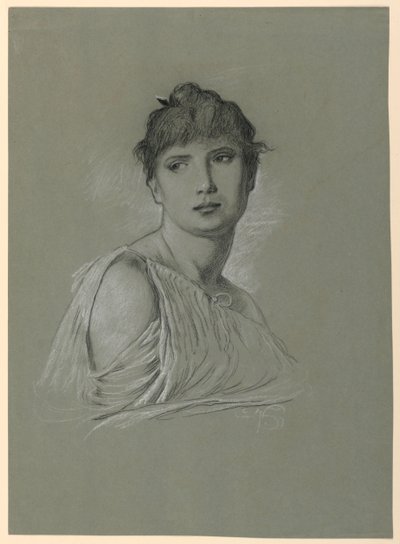 Schizzo di ritratto di una giovane donna da Elihu Vedder