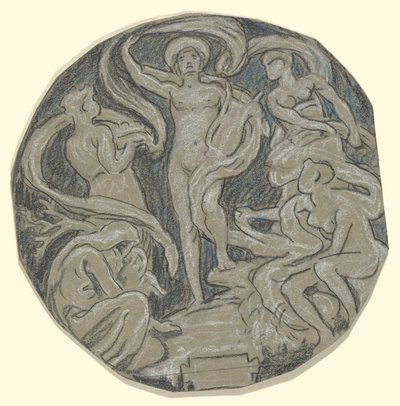 Studio per il cerchio centrale del soffitto di Huntington; Apollo e accompagnatori da Elihu Vedder