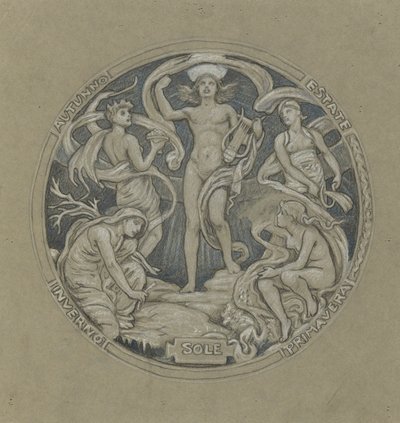 Studio per il cerchio centrale del soffitto di Huntington: Apollo e gli accompagnatori da Elihu Vedder