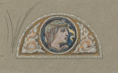 Studio per lunetta con testa femminile da Elihu Vedder