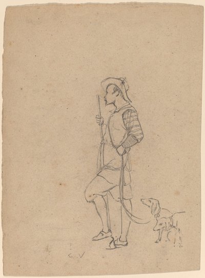 Studio di Cacciatore con Cani da Elihu Vedder