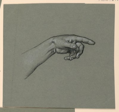 indicando la mano sinistra e il polso da Elihu Vedder
