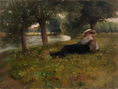 Uomo sdraiato accanto a un ruscello da Eliphalet Fraser Andrews