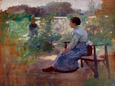 Donna seduta in giardino da Eliphalet Fraser Andrews
