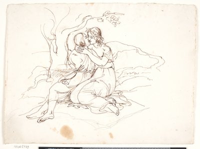 Una Giovane Coppia in Abbraccio in un Paesaggio da Elisabeth Jerichau Baumann