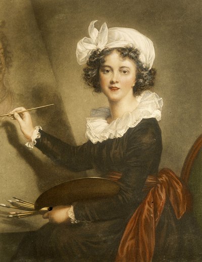 Incisione che riproduce Marie Elisabeth Louise Vigee Le Brun (o Vigee-Lebrun o Vigee Lebrun) da Elisabeth Louise (after) Vigee Lebrun