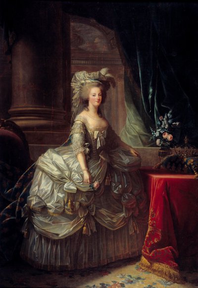 Ritratto della regina Maria Antonietta (1755-1793). Dipinto di Marie Elisabeth Louise Vigee Le Brun (o Vigee-Lebrun o Vigee Lebrun) (1755-1842). XIX secolo. Olio su tela. Dim: 2,76 x 1,93 m. - Ritratto a figura intera della regina Maria Antonietta (1755-17 da Elisabeth Louise Vigee Lebrun