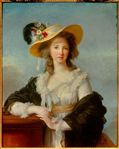 Ritratto di Yolande Gabrielle Martine de Polastron, Duchessa di Polignac con il cappello di paglia da Elisabeth Louise Vigee Lebrun