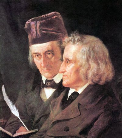 Fratelli Grimm: Jacob (1785-1863) e Wilhelm (1786-1859) dipinto di Elisabeth Jerichau-Baumann da Elisabeth Maria Anna Jerichau Baumann