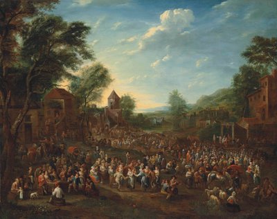 Una kermesse di paese, con i partecipanti che ballano e fanno baldoria da Elisabeth Seldron