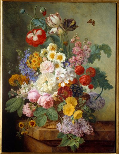 Fiori in una pittura rocaille di Elise Bruyere (1776-1842) 1836 da Elise Bruyere