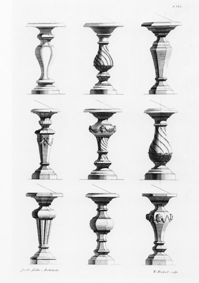 Piedistalli, da Un Libro di Architettura, di James Gibbs (1682-1754), pubblicato 1739 da Elisha Kirkall