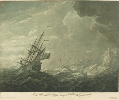 Scena di navigazione dalla collezione di Lawrence Fashion, 1720s da Elisha Kirkall