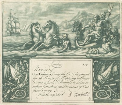 Ricevuta di sottoscrizione (Nettuno e Giunone) da Elisha Kirkall, after George Vertue, after Louis Chéron