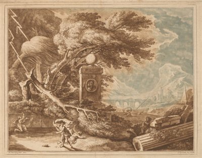 Paesaggio eroico tempestoso da Elisha Kirkall, after Jan van Huysum