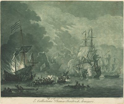 Combattimento contro Sette Algerini da Elisha Kirkall after Willem van de Velde the Elder